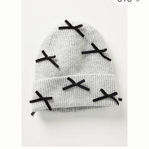 Anthropologie Velvet Bow Beanie NWT